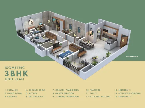 3 Bhk Unit Plan
